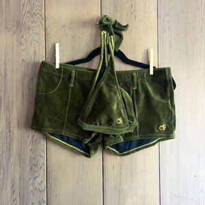 OP | Ocean Pacific Olive Green Corduroy Boy Short Bikini, Size M (HOLD for EK)